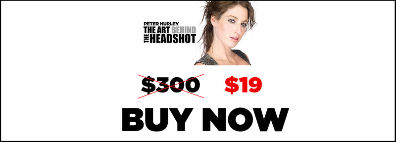 Promotional banner for Peter Hurley's headshot photography course with price reduction from $300 to $19.