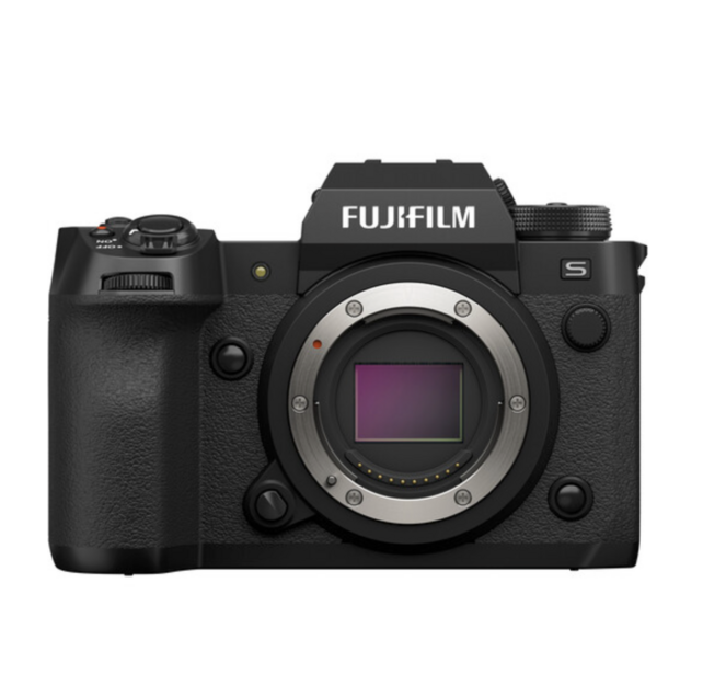 Fujifilm X-S5 mirrorless camera body front view with exposed sensor and lens mount.