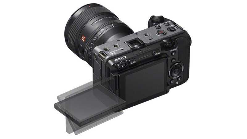 Sony mirrorless camera with articulating LCD screen and telephoto lens mounted.