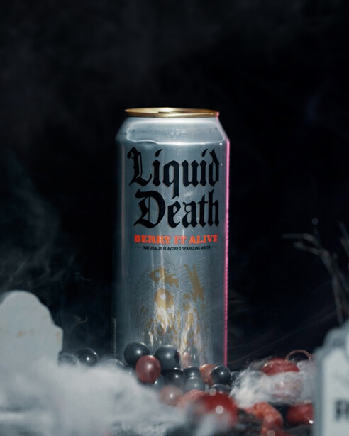 A can of Liquid Death water