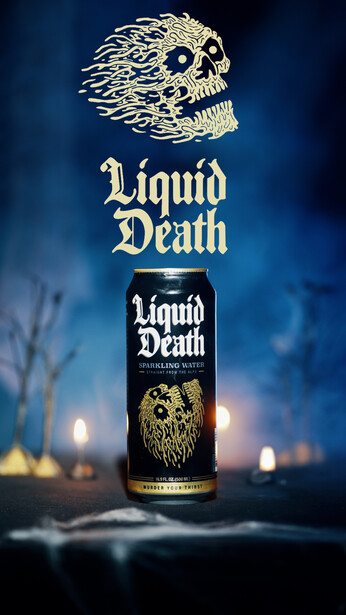 A can of Liquid Death water