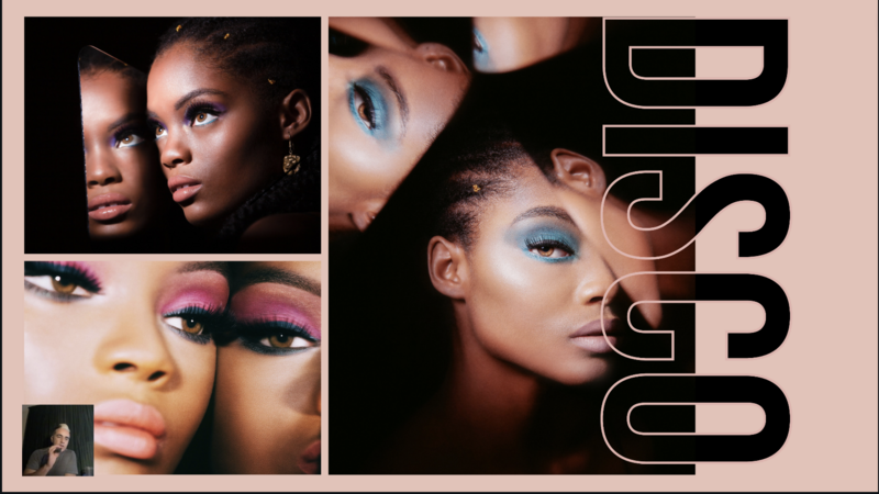 Composite makeup photography showcasing multiple close-up beauty looks with colorful eyeshadow and precise application techniques.