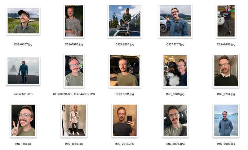 Grid of 15 portrait photographs showing various individuals in different indoor and outdoor settings.