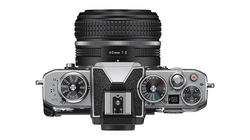 Top-down view of a rangefinder camera with 40mm f/2 lens attached.