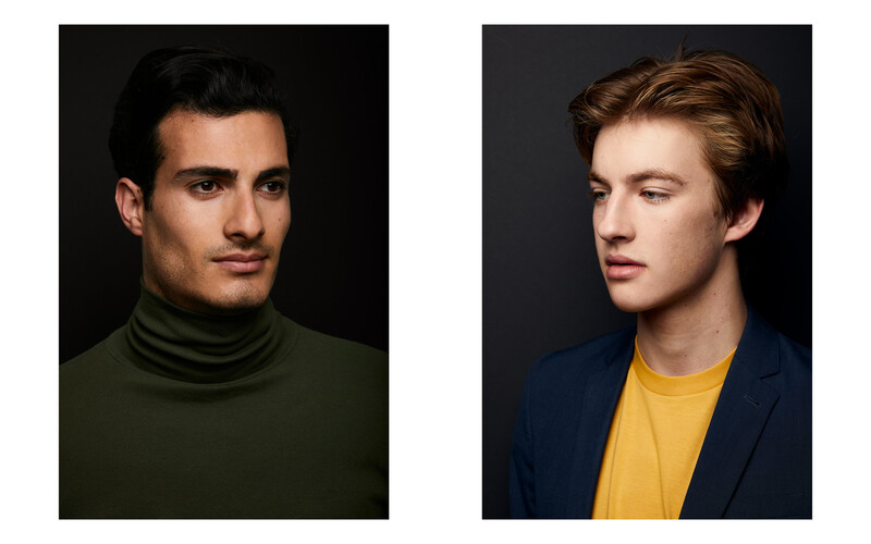 Two male portrait headshots with dark backgrounds and controlled studio lighting.