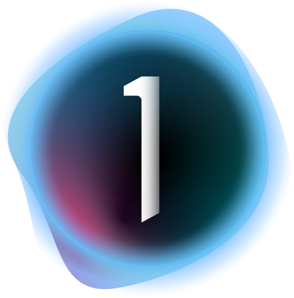 Graphic illustration of the number 1 in white text centered within a soft, gradient circular shape.