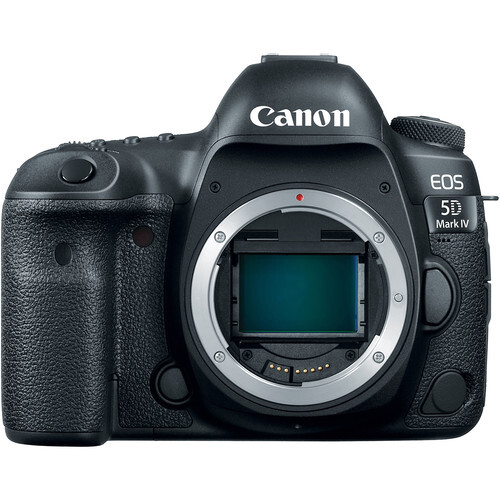 Canon EOS 5D Mark IV DSLR camera body with open mirror box and sensor visible.