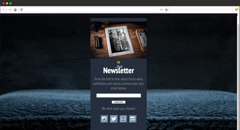 An example of a newsletter sign up form on a photograhers website