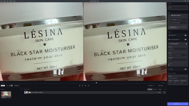 Screenshot of photo editing software showing before-and-after comparison of a skincare product jar.