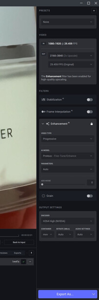 Screenshot of photography editing software showing adjustment panels and controls in dark interface.
