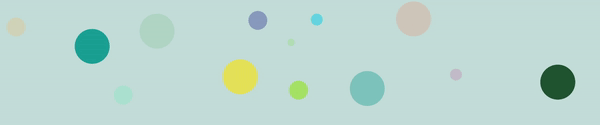 Abstract composition of circles in varying sizes and colors scattered across a light blue-green background.