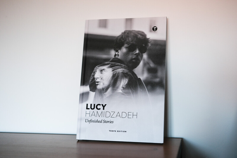 Book cover featuring black and white portrait photograph of two people.