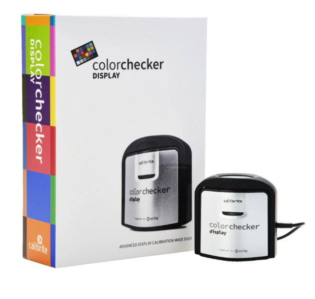 X-Rite ColorChecker Display product package and device unit.