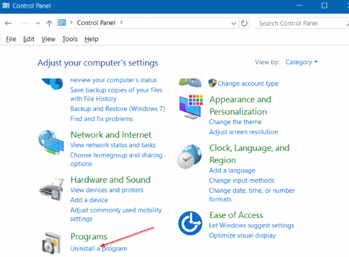 Screenshot of Windows Control Panel showing adjustment options for computer settings.