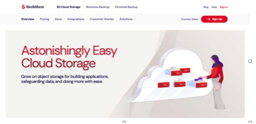 Illustration of a person arranging red storage boxes inside a white cloud shape.
