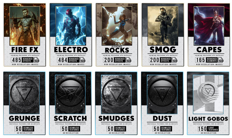 Graphic showing 10 labeled visual effect presets arranged in two rows, displaying character portraits and texture samples.