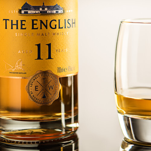 English Whisky Bottle With Shot in Glass