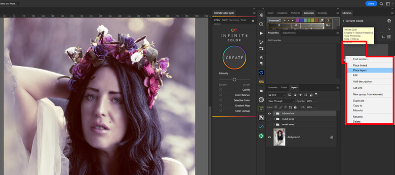 Woman with flower crown and long dark hair in soft-focus portrait with warm, muted tones.