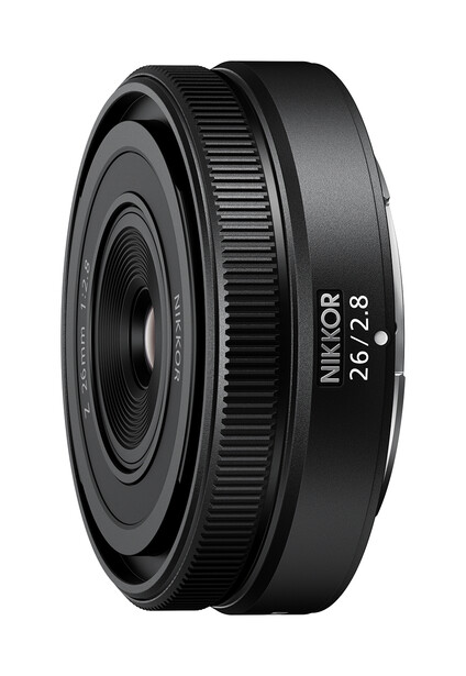 Nikon Z 28mm f/2.8 macro lens shown from the side against a white background.