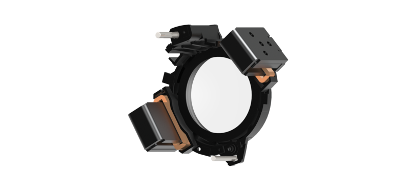 Modular lighting fixture with white diffusion dome and adjustable bracket arms with copper accents.