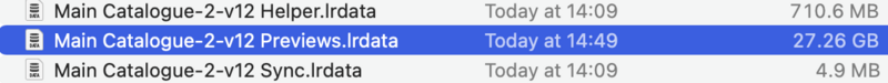 Screenshot showing three Irdata catalog files with their sizes and modification times.