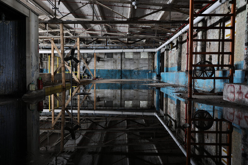 A work area at the Newton Falls Fine Paper Co. Building. (Photo by John Lazzaro)