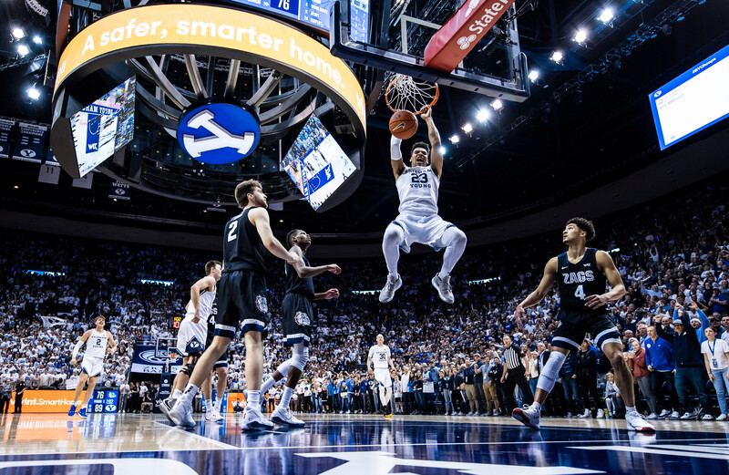 Basketball player making a dunk