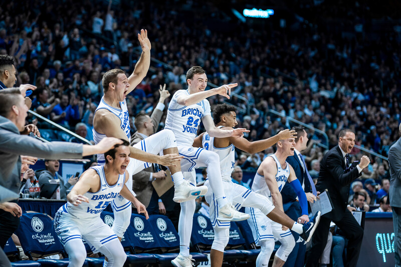 Basketball players celebrating