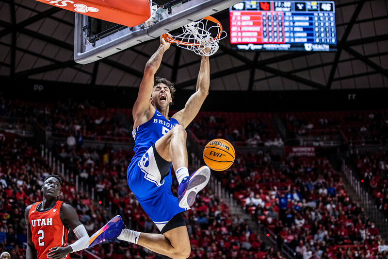 Basketball player making a dunk