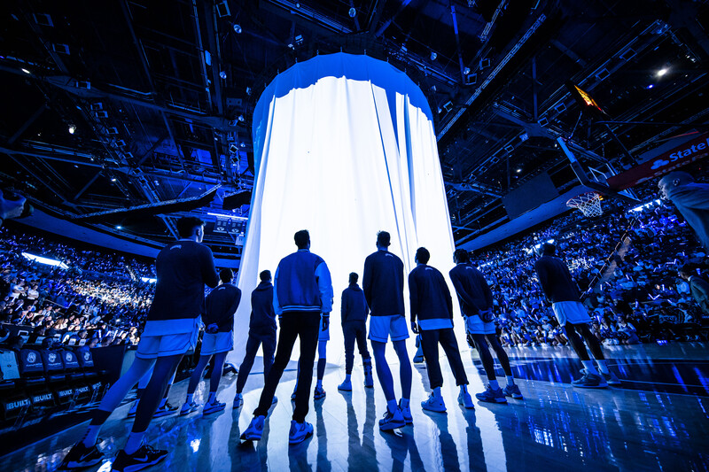 Basketball players before the start of a game