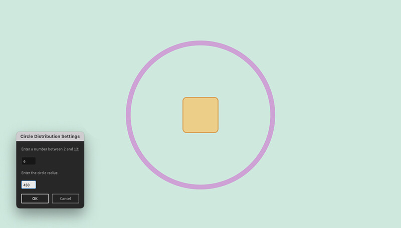 Screenshot of a circle distribution settings dialog box with input fields and controls.