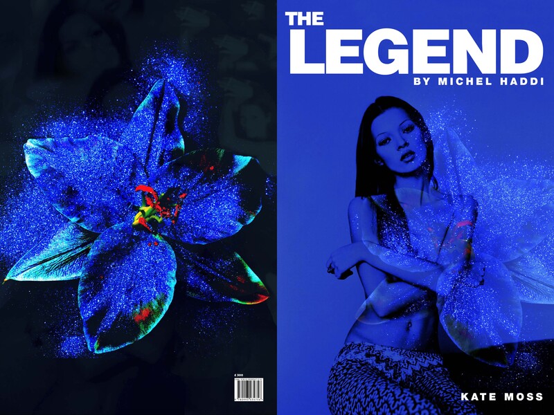 Magazine cover featuring a woman surrounded by glowing blue particle effects and geometric light patterns.