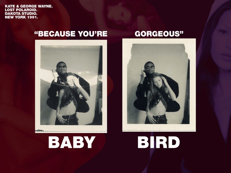 Graphic comparing two black-and-white Polaroid-style photographs of the same pose with different captions.
