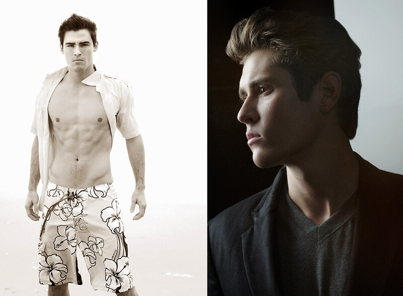 Two portrait studies of a man showing frontal and profile views with different lighting approaches.