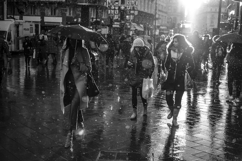 Leicester Square, London - Sunset rainfall