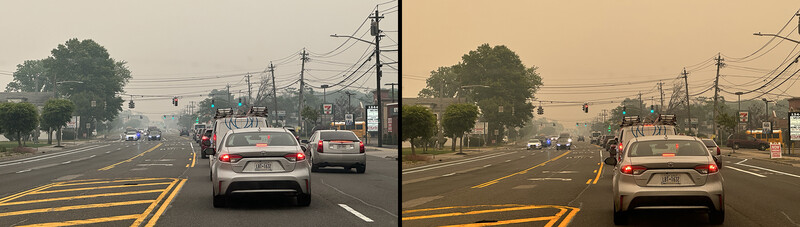 The iPhone had no idea what to do with the smokey skies in the northeastern region of the U.S. on Wednesday.