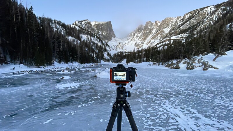 Using a tripod at Dream Lake in the Rocky Mountain National Park