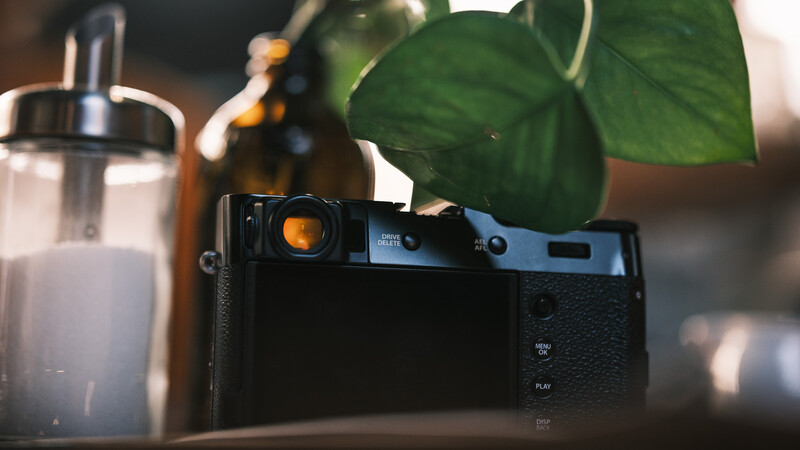 Fujifilm X100V with the hybrid viewfinder