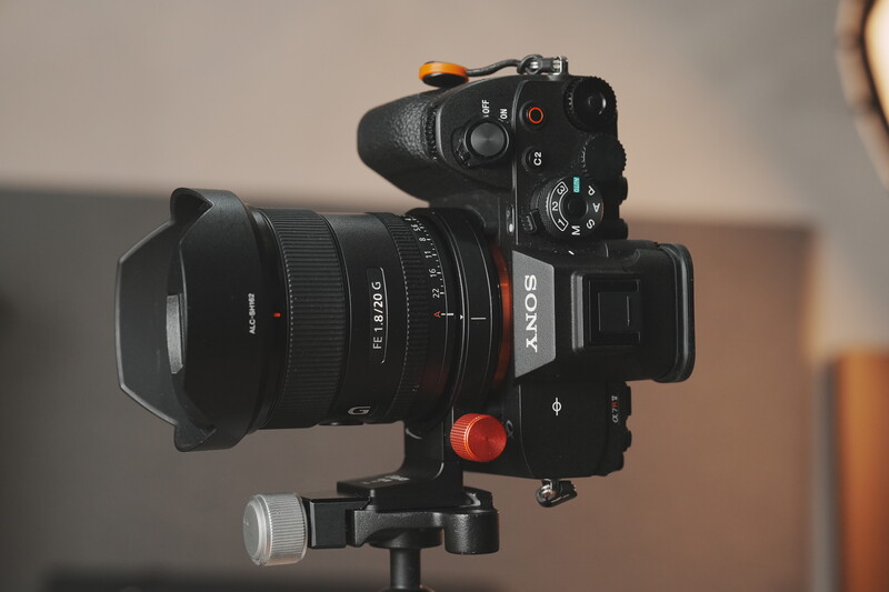 Sony FX30 cinema camera with wide-angle lens and microphone mounted on tripod.