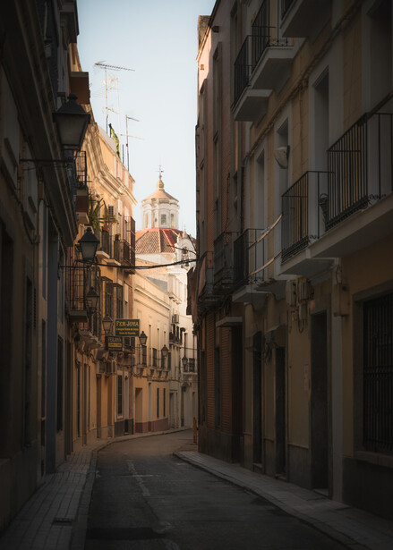 an empty street in Badajoz, Spain