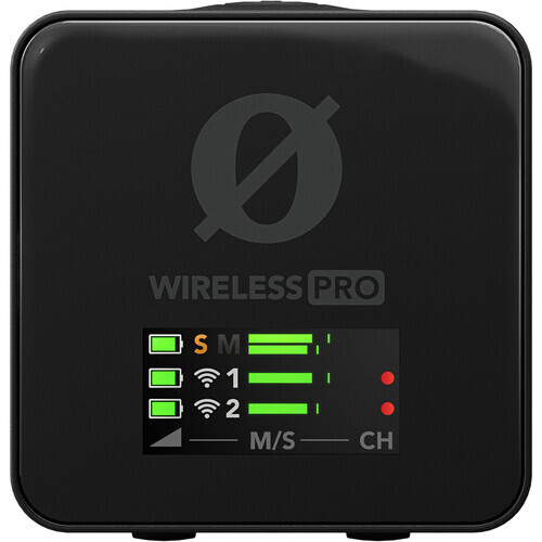 Screenshot of Wireless Pro device interface showing signal strength meters and channel indicators.