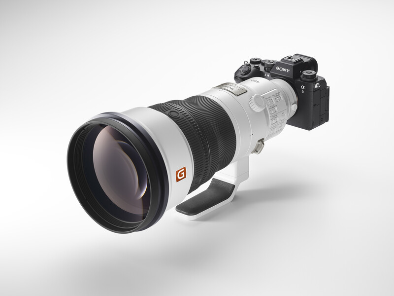 Sony FE 200mm f/2 G Master telephoto lens mounted on a mirrorless camera body against a white background.