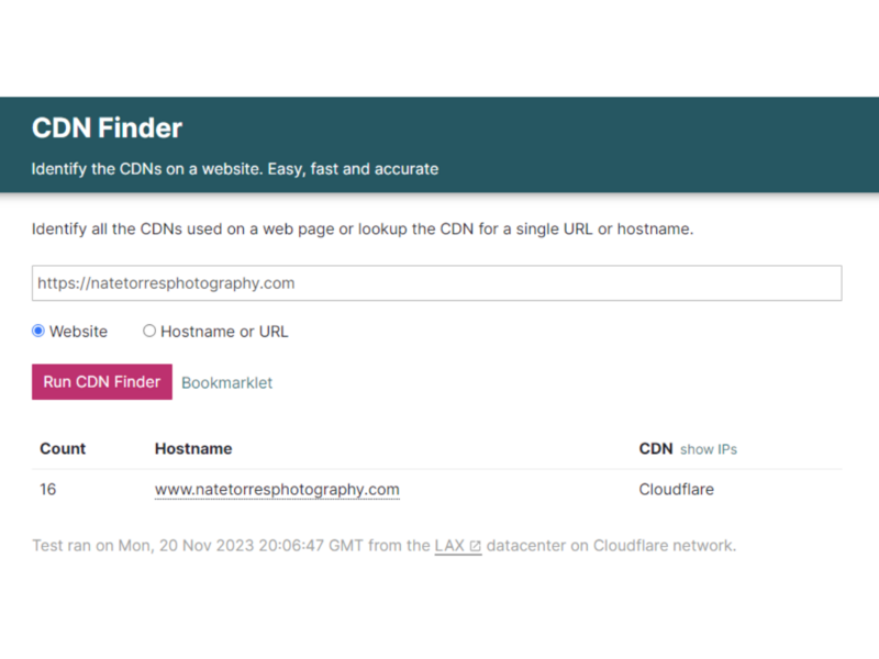 Screenshot of CDN Checker Tool