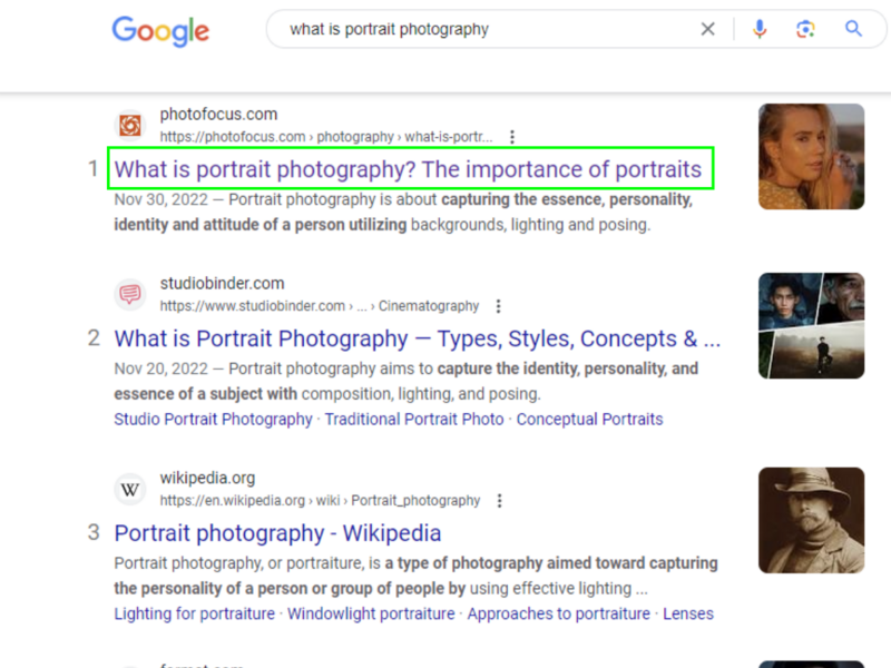 Screenshot of Meta Title Example for Article