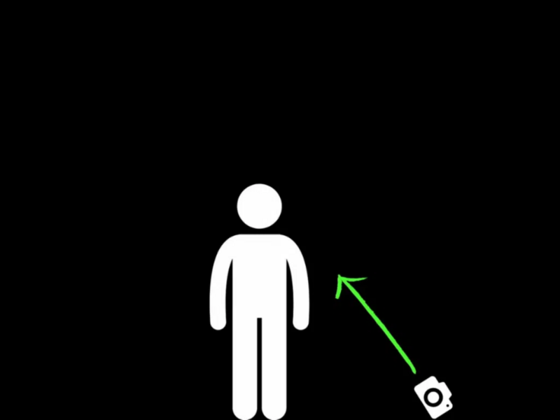 Illustration of a stick figure with a green arrow pointing diagonally downward from their side toward a cursor icon.