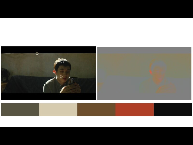 Split-screen comparison showing color grading techniques applied to a portrait of a person in dim indoor lighting.