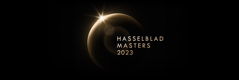 Graphic for Hasselblad Masters 2023 featuring a solar eclipse with golden light corona against black background.