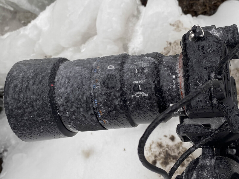 Camera coated in ice