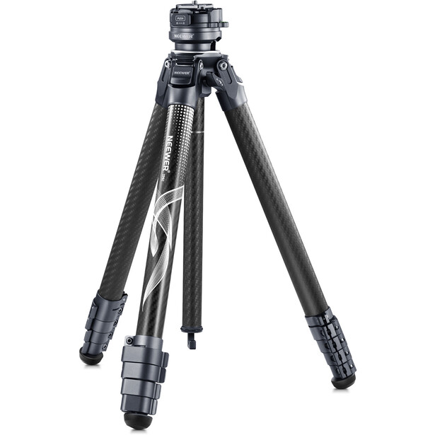 Professional tripod with carbon fiber legs and ball head mount, displayed against white background.