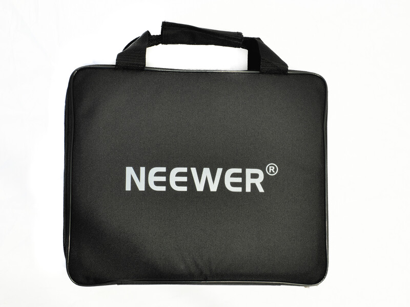 Black Neewer branded carrying case with handle for photography equipment.